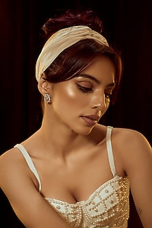 White Finish Swarovski Zirconia Dangler Earrings In Sterling Silver
