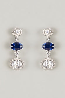 White Finish Swarovski Zirconia Dangler Earrings In Sterling Silver