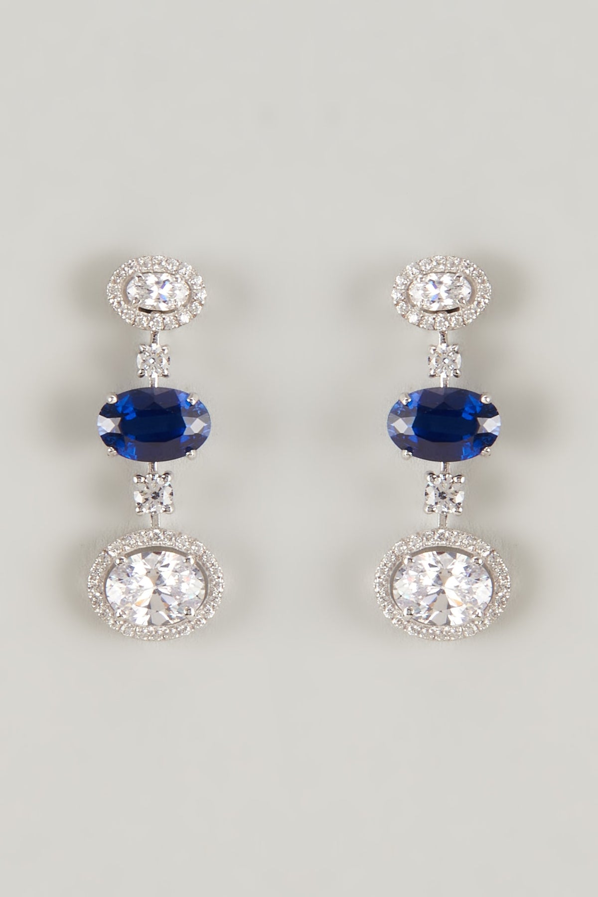 White Finish Swarovski Zirconia Dangler Earrings In Sterling Silver