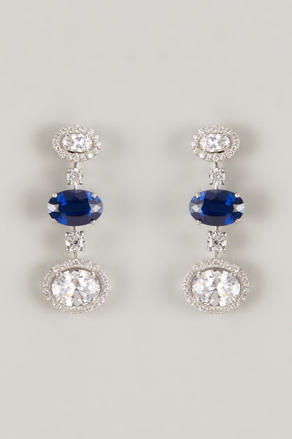 White Finish Swarovski Zirconia Dangler Earrings In Sterling Silver