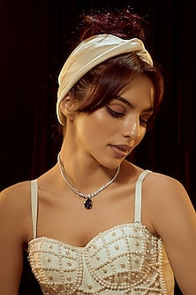 White Finish Swarovski Zirconia Necklace In Sterling Silver