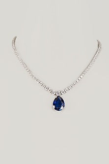White Finish Swarovski Zirconia Necklace In Sterling Silver