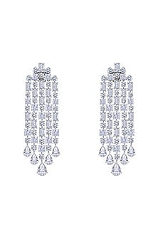 White Finish Swarovski Zirconia Dangler Earrings In Sterling Silver