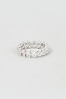 White Finish Swarovski Zirconia Ring In Sterling Silver