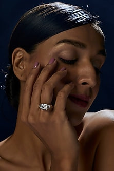 White Finish Swarovski Zirconia Ring In Sterling Silver