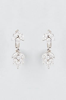White Finish Swarovski Zirconia Dangler Earrings In Sterling Silver