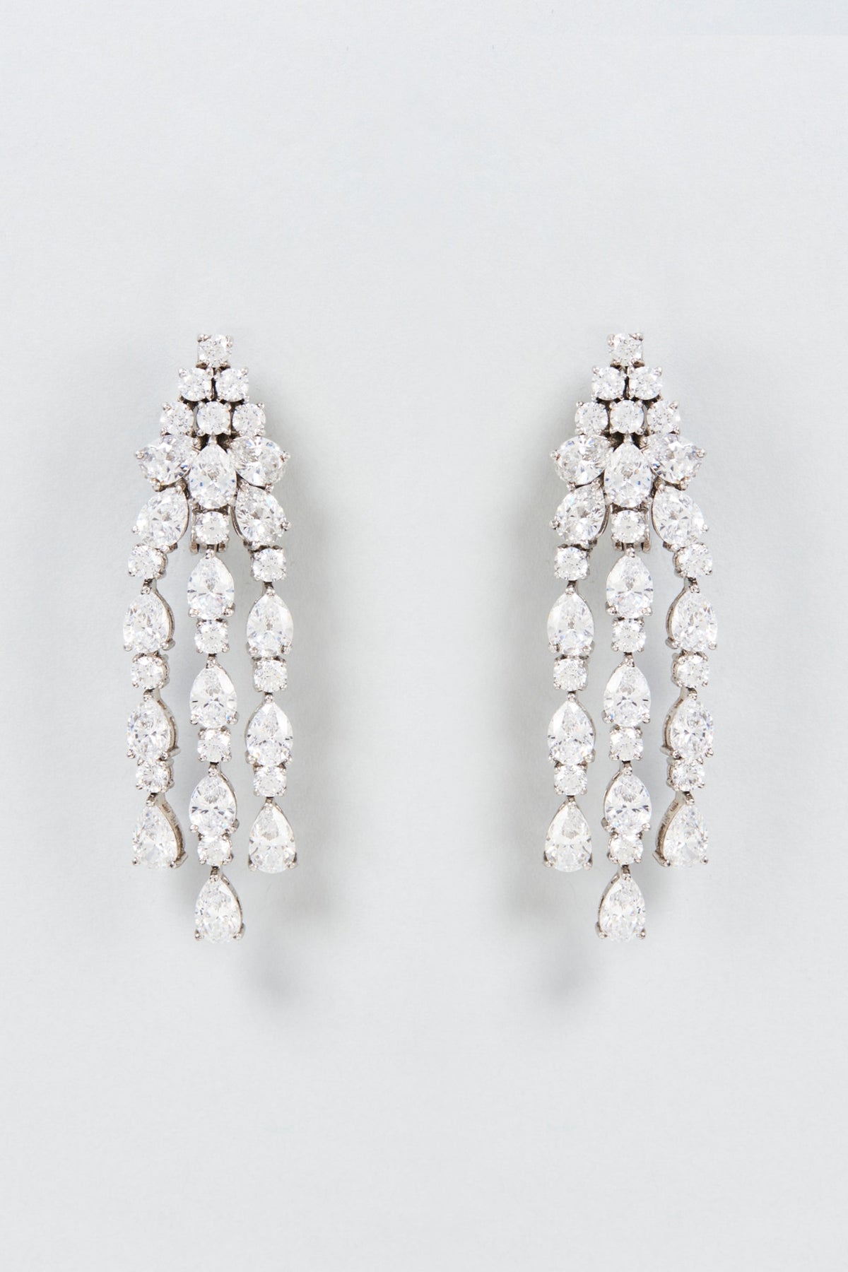 White Finish Swarovski Zirconia Dangler Earrings In Sterling Silver