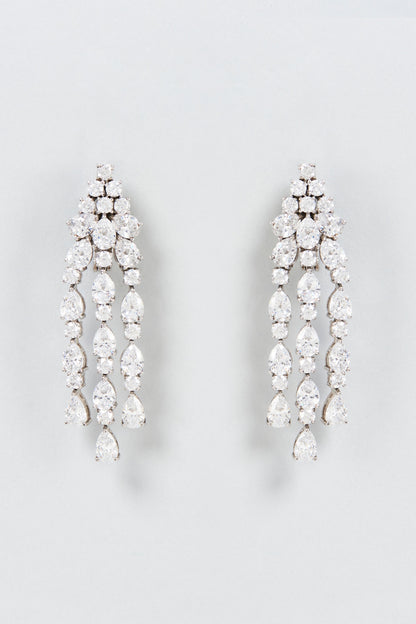 White Finish Swarovski Zirconia Dangler Earrings In Sterling Silver