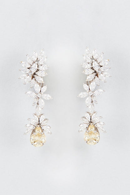 White Finish Swarovski Zirconia Dangler Earrings In Sterling Silver