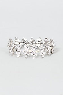 White Finish Swarovski Zirconia Bracelet In Sterling Silver