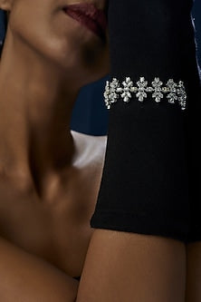 White Finish Swarovski Zirconia Bracelet In Sterling Silver
