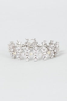 White Finish Swarovski Zirconia Bracelet In Sterling Silver