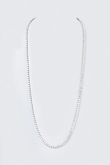 White Finish Swarovski Zirconia Long Strand Necklace In Sterling Silver