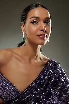 White Finish Swarovski Zircon Dangler Earrings In Sterling Silver