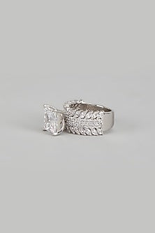 White Finish Swarovski Zirconia Ring In Sterling Silver