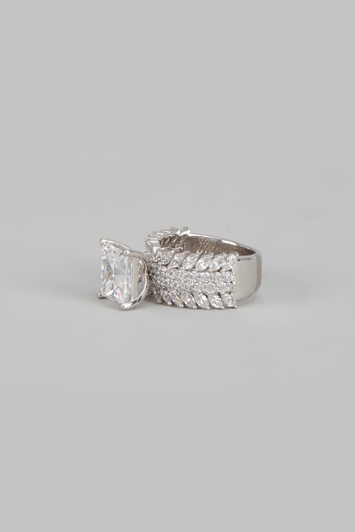 White Finish Swarovski Zirconia Ring In Sterling Silver