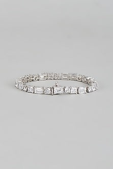 White Finish Swarovski Zirconia Tennis Bracelet In Sterling Silver