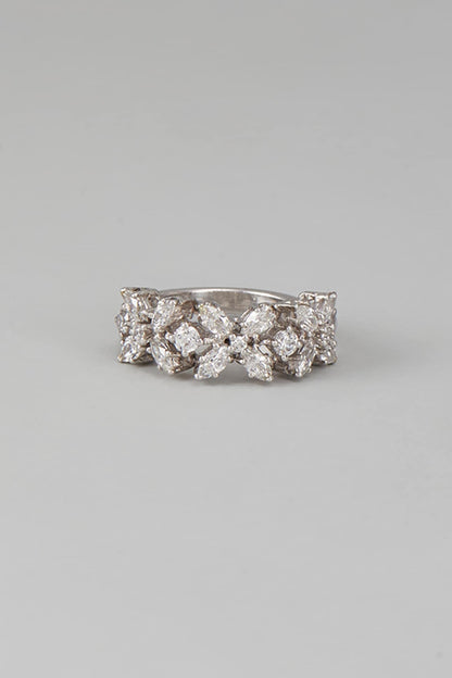 White Finish Swarovski Zircon Ring In Sterling Silver