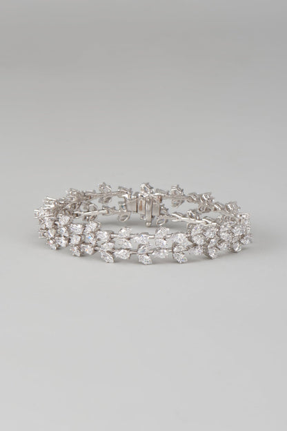 White Finish Swarovski Zircon Bracelet In Sterling Silver
