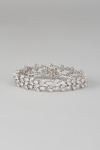 White Finish Swarovski Zircon Bracelet In Sterling Silver