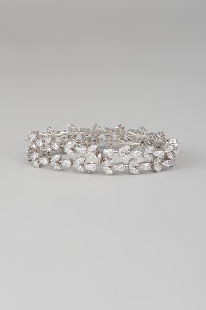 White Finish Swarovski Zircon Bracelet In Sterling Silver