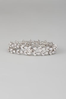 White Finish Swarovski Zircon Bracelet In Sterling Silver