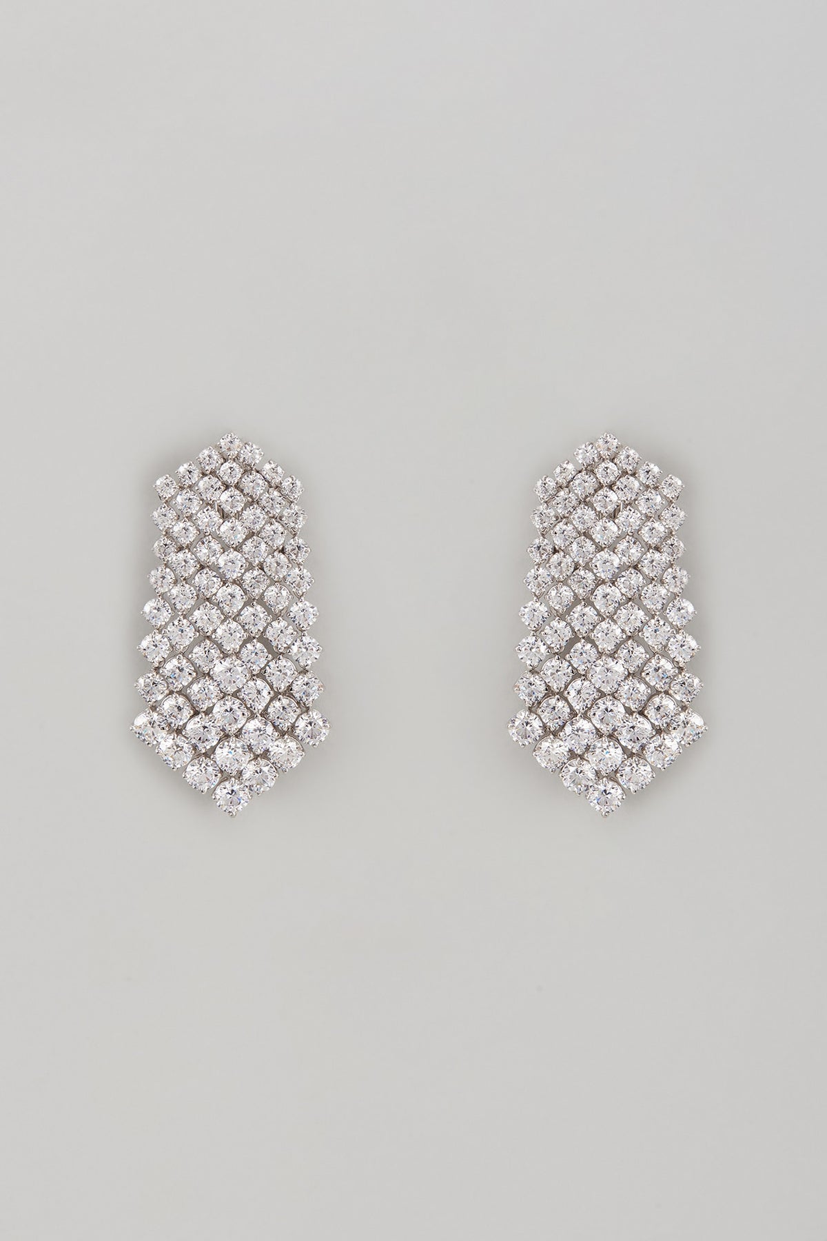 White Finish Swarovski Zircon Dangler Earrings In Sterling Silver