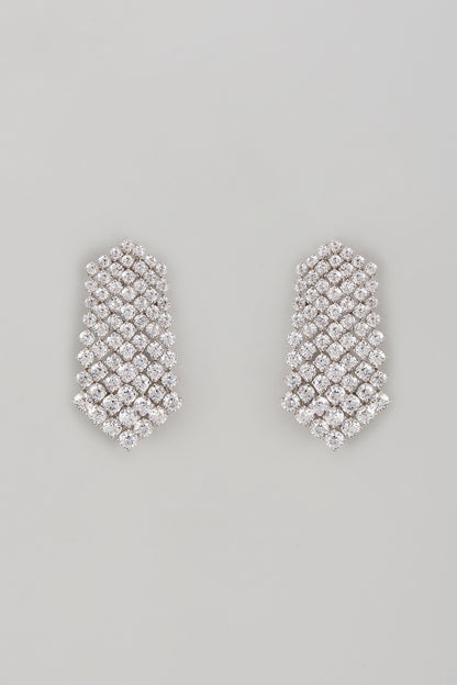 White Finish Swarovski Zircon Dangler Earrings In Sterling Silver