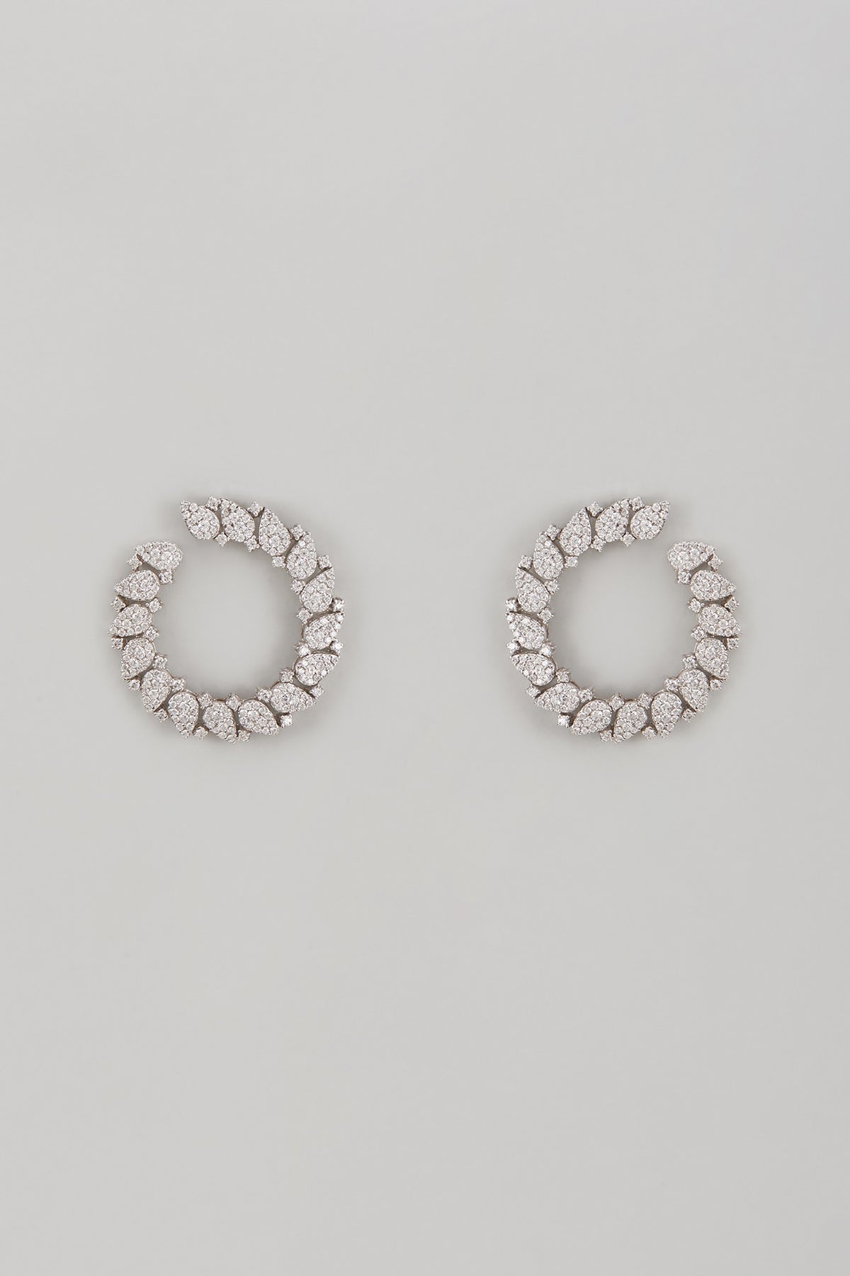 White Finish Swarovski Zircon Stud Earrings In Sterling Silver