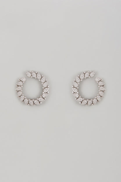 White Finish Swarovski Zircon Stud Earrings In Sterling Silver