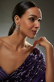 White Finish Yellow & White Swarovski Zircon Dangler Earrings In Sterling Silver