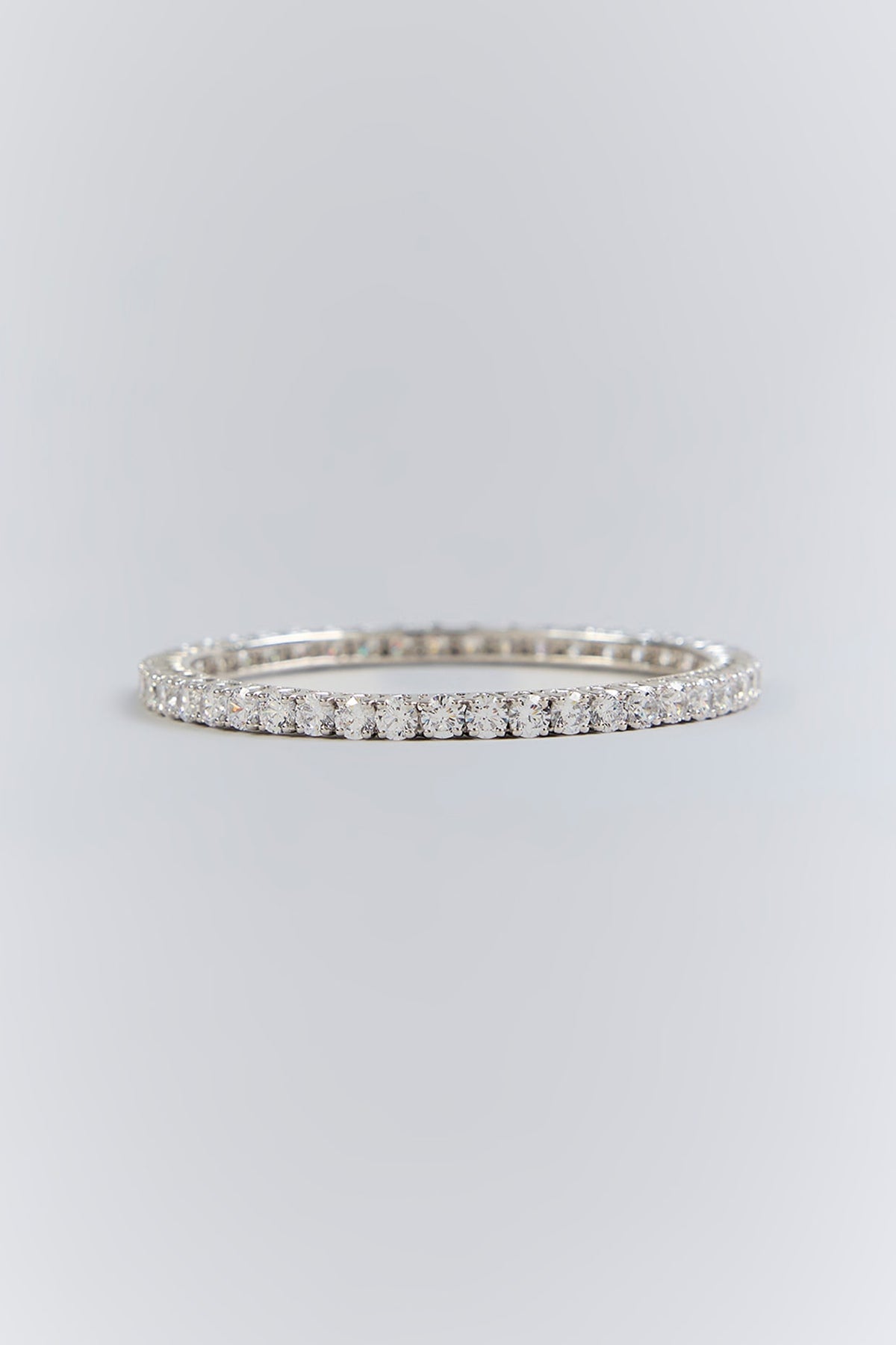 Silver Finish White Stone Bangle In Sterling Silver