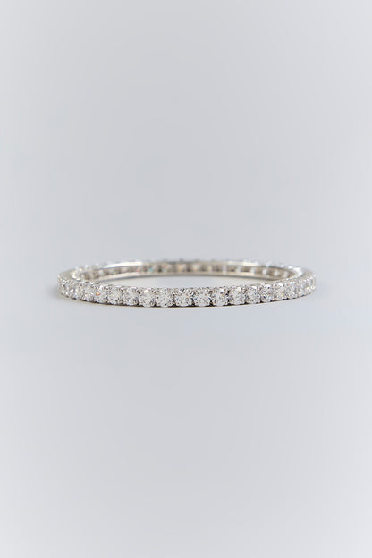 Silver Finish White Stone Bangle In Sterling Silver