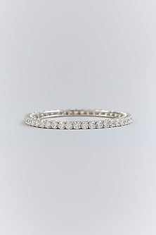 Silver Finish White Stone Bangle In Sterling Silver