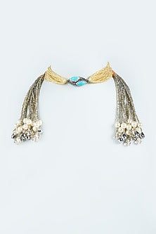 Watery Brown Crystal & Beaded Lariyat Necklace