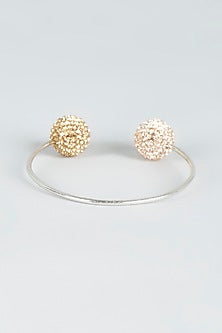 Silver Bracelet With Gold Swarovski