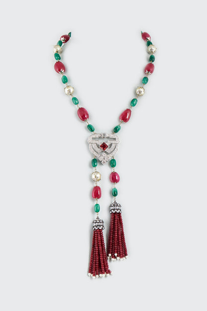 Multi-Colored Beaded Pendant Necklace