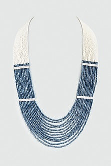 Watery Blue Kidiya Moti Pearls & Zircons Long Necklace