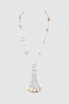 White Finish Zircons & Barok Latkan Necklace