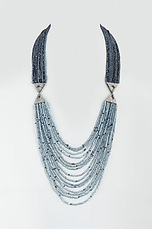 Sea Blue Long Necklace With Crystals