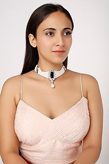 White Beaded Choker Necklace