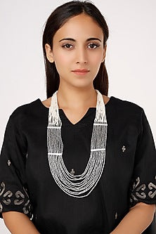 Grey & White Beaded Necklace
