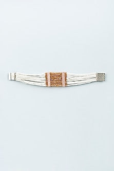 Orange & White Beaded Bracelet