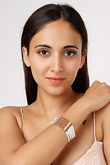 Orange & White Beaded Bracelet