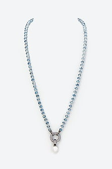 White Finish Crystal & Pearl Drop Mala