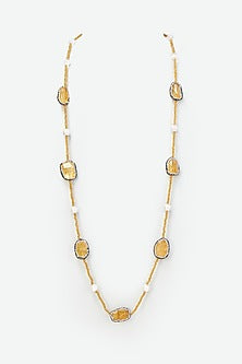 Yellow Crystal & Beaded Mala