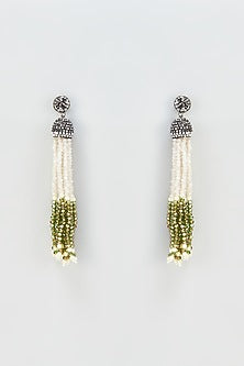 Black Rhodium Finish Crystal Dangler Earrings