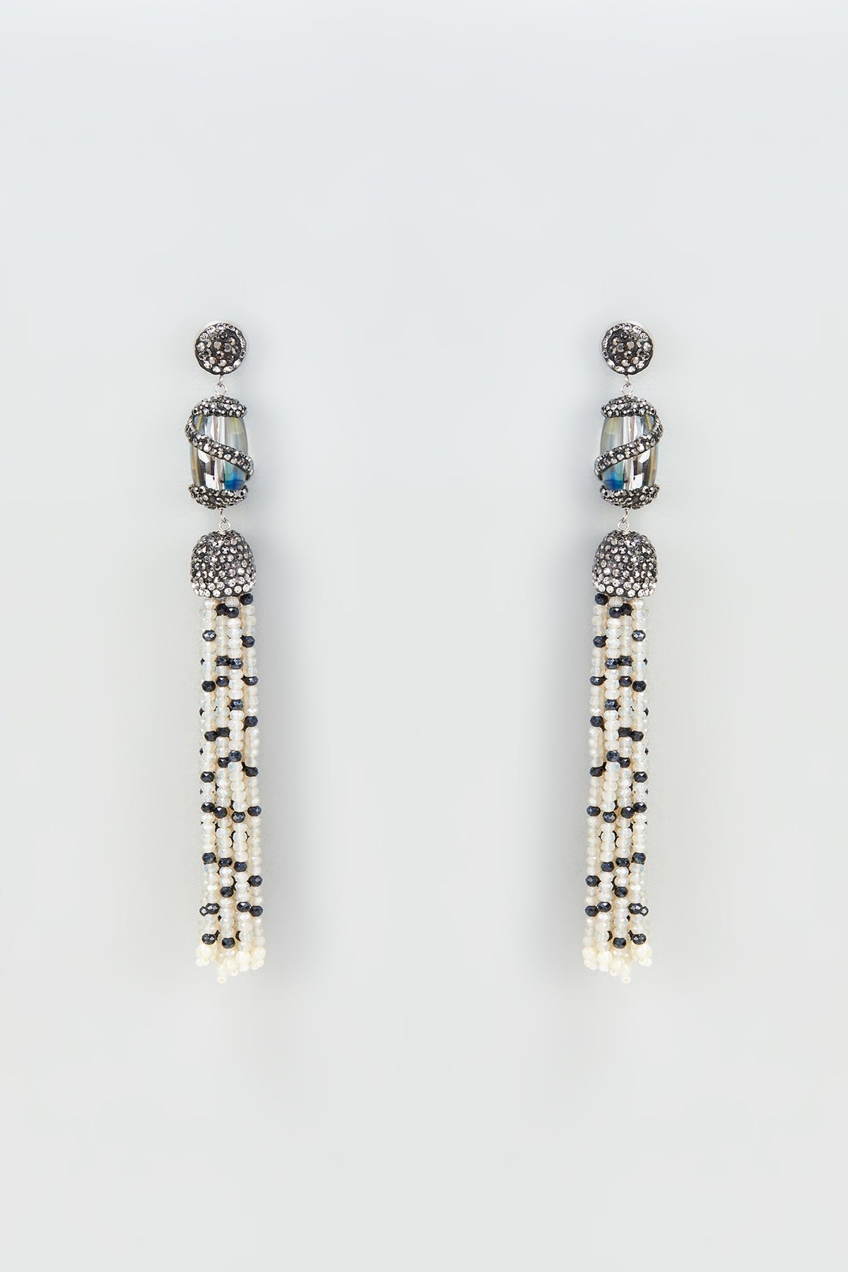 Black Rhodium Finish Crystal Dangler Earrings