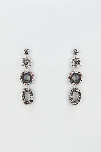Black Rhodium Finish Beaded Dangler Earrings