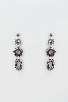 Black Rhodium Finish Beaded Dangler Earrings